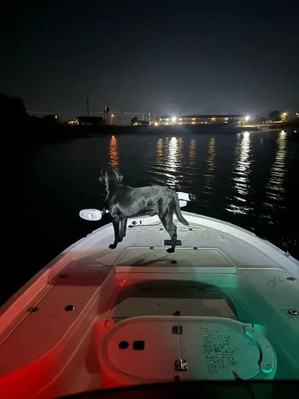 Aboard the boat at first light before a Lake Bridgeport trip